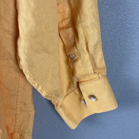 Paul Fredrick Linen Shirt Mens 3XL Orange Roll Tab Long Sleeve Button Up Relaxed - Picture 12 of 14